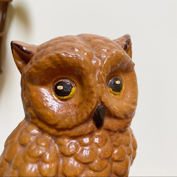 Vintage Retro Owl Chalkware Wall Decor Set Boho - Picture 6 of 7